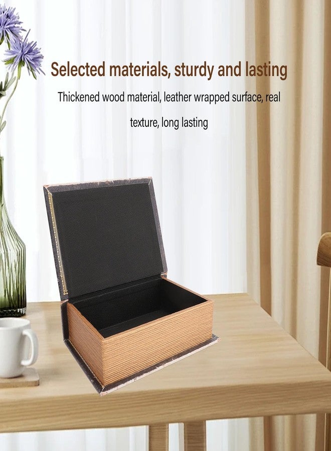 OPPWONG Fake Book Box, Wooden Antique Book Decorations Vintage Book Storage Box Book Hollow Book Book Shaped Trinket Keepsake Storage Boxes Memory Book Box for Women Man Home Decor - Image 2